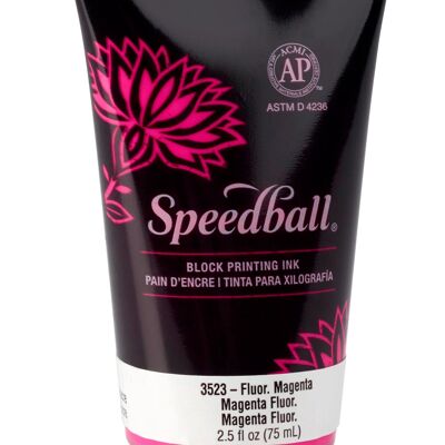 Speedball Water-Soluble Block Ink, Fluorescent Magenta, 2.5oz