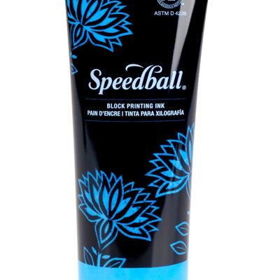 Tinta en bloque soluble en agua Speedball, azul fluorescente, 5 oz