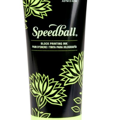 Tinta en bloque soluble en agua Speedball, verde lima fluorescente, 5 oz