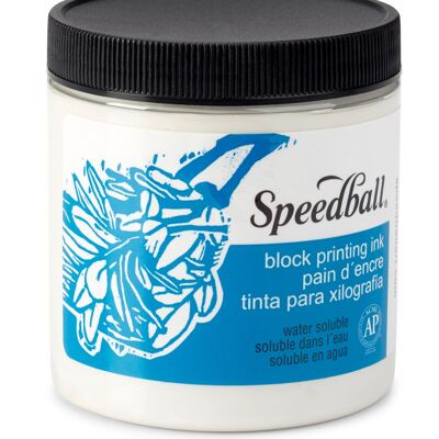 Encre bloc hydrosoluble Speedball, blanc platine, 227 g