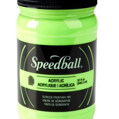 Inchiostro serigrafico acrilico fluorescente Speedball, verde lime fluorescente, 32 oz