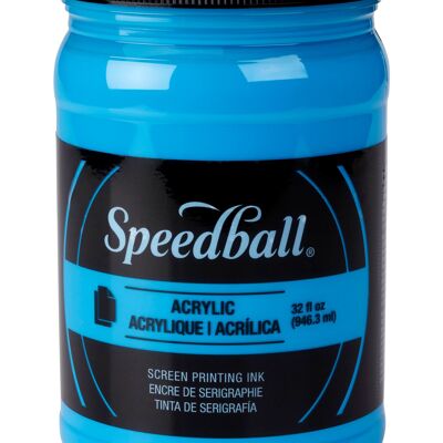 Inchiostro serigrafico acrilico fluorescente Speedball, blu fluorescente, 32 oz