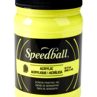 Speedball Fluorescent Acrylic Screen Printing Ink, Fluorescent Yellow, 32oz