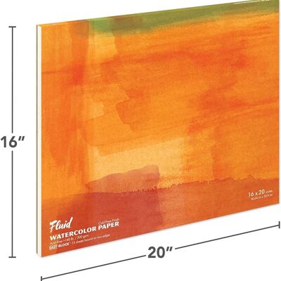 Blocco di carta per acquerelli Speedball Fluid Cold Press, bianco, 16 x 20 pollici