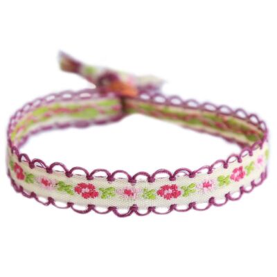 Pulsera tejida de algodón con flor de lavanda