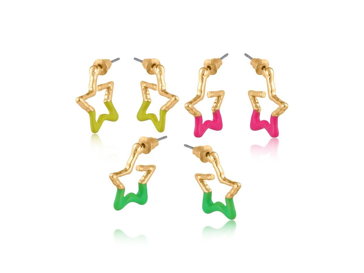 3121 GILDA PACK DE 3 CRÉOLES PETITES ÉTOILES EN RÉSINE