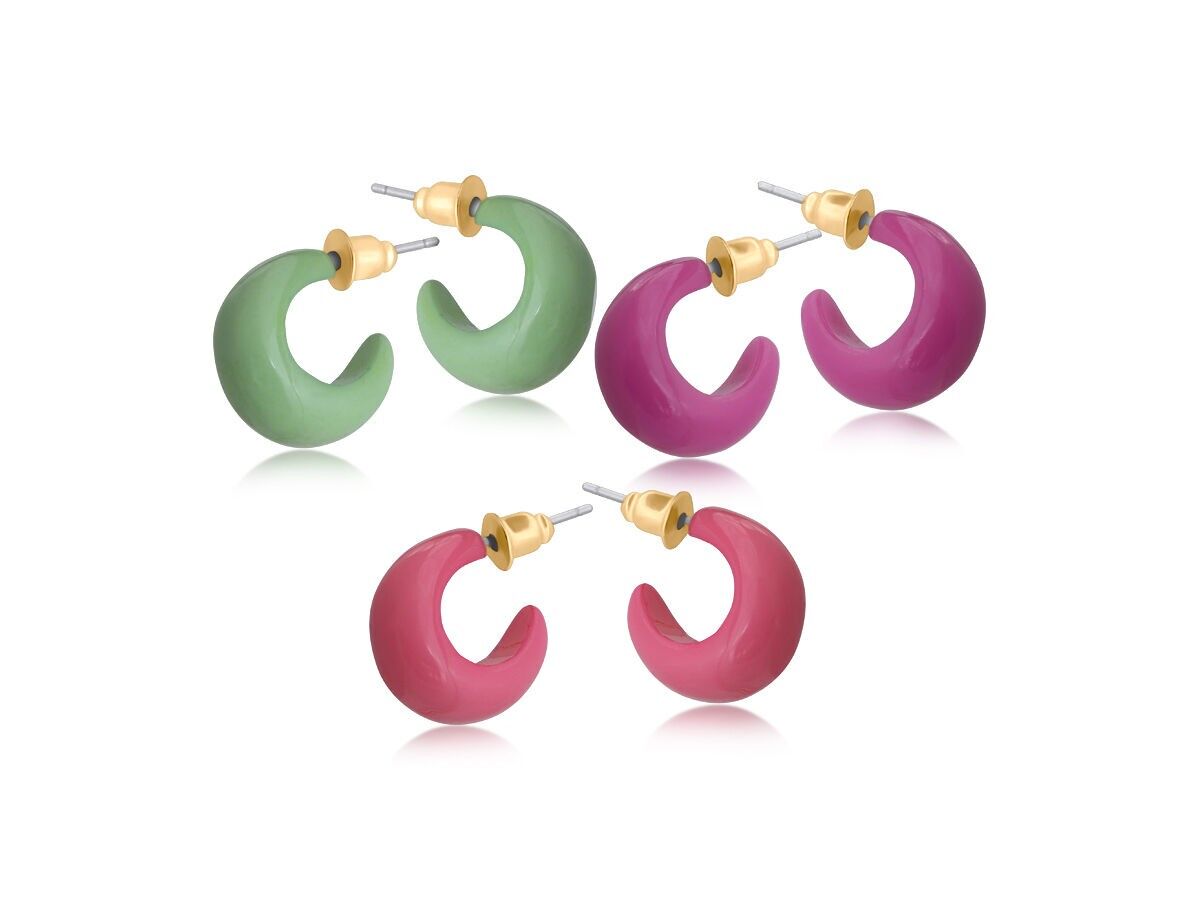 3119 SEVERINE PACK DE 3 PETITES CRÉOLES EN RÉSINE