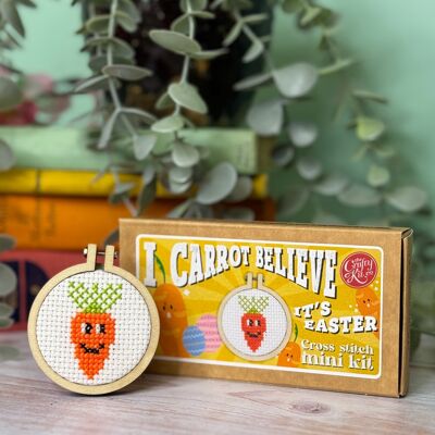 'I carrot believe it's Easter' Mini Matchbox Cross Stitch Kit