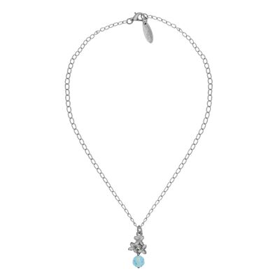 Silver plated blue crystal flower choker