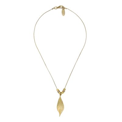 Gargantilla Hoja Swarovski en dorado chapado