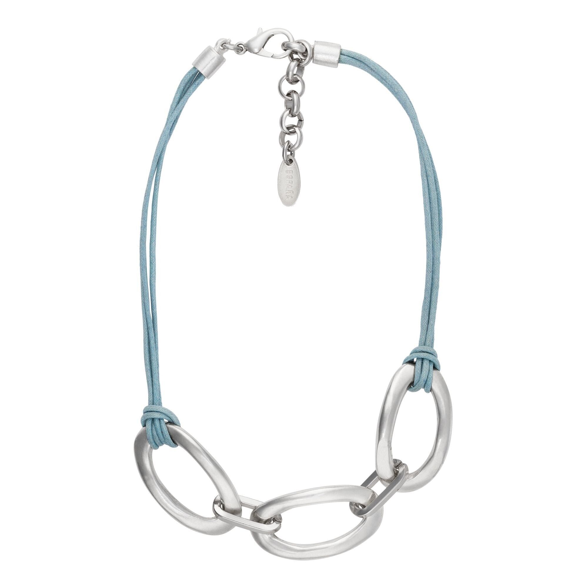 Girocollo azzurro 3Maglie 40cm placcato argento argentato