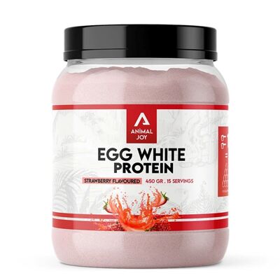 Protéines de blanc d'œuf Animal Joy saveur fraise 450 g / 15 portions
