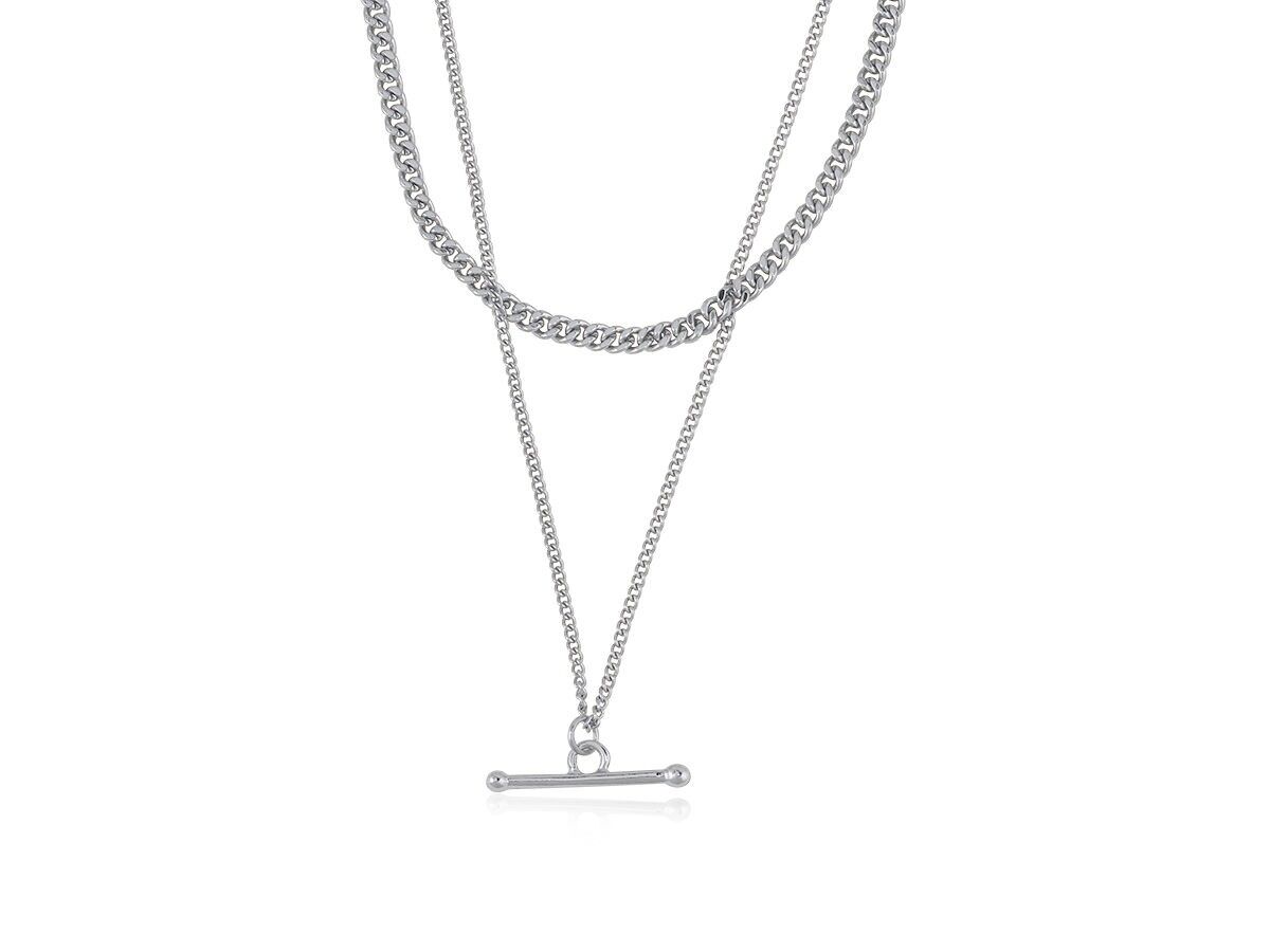 3073 MARINA TWO LAYERED CHAIN NECKLACE WITH TBAR