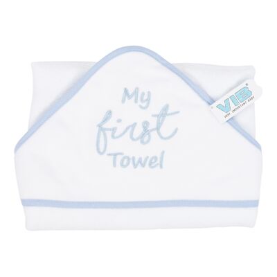 Toalla con capucha My FIRST Towel Blanco-Azul