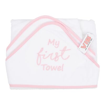 Toalla con capucha My FIRST Towel Blanco-Rosa