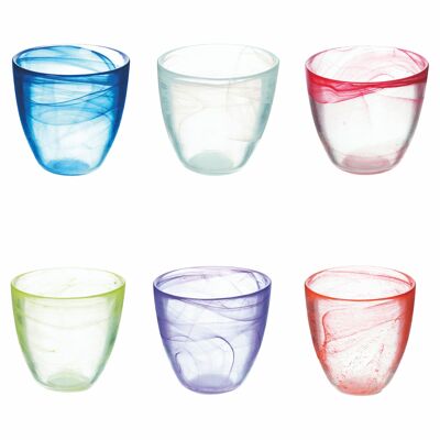 Lot de 6 verres à eau bombés 280 ml en verre, surface nuancée, Couleurs Albâtre