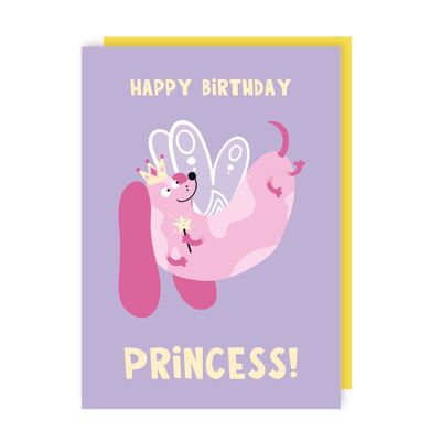 Pack de 6 cartes d'anniversaire Princesse Teckel