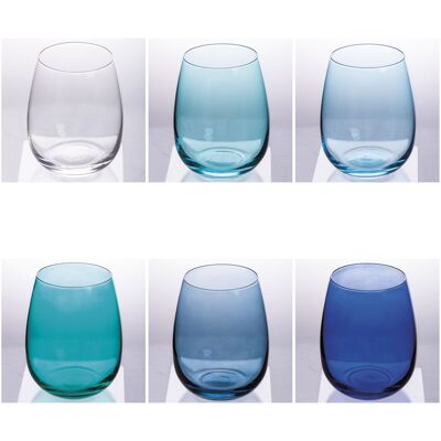 Juego de 6 vasos de agua de vidrio de 500 ml, Happy Hour Ocean