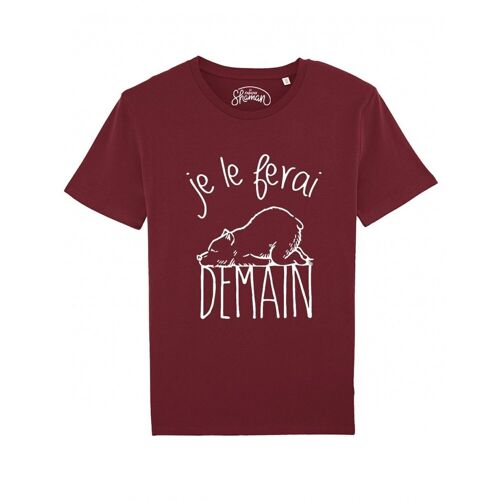 JE LE FERAI DEMAIN OURS - Tee-shirt Bordeaux