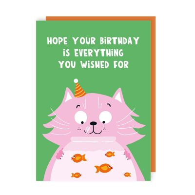 Lot de 6 cartes d'anniversaire pour chat « Tout ce que vous avez souhaité »