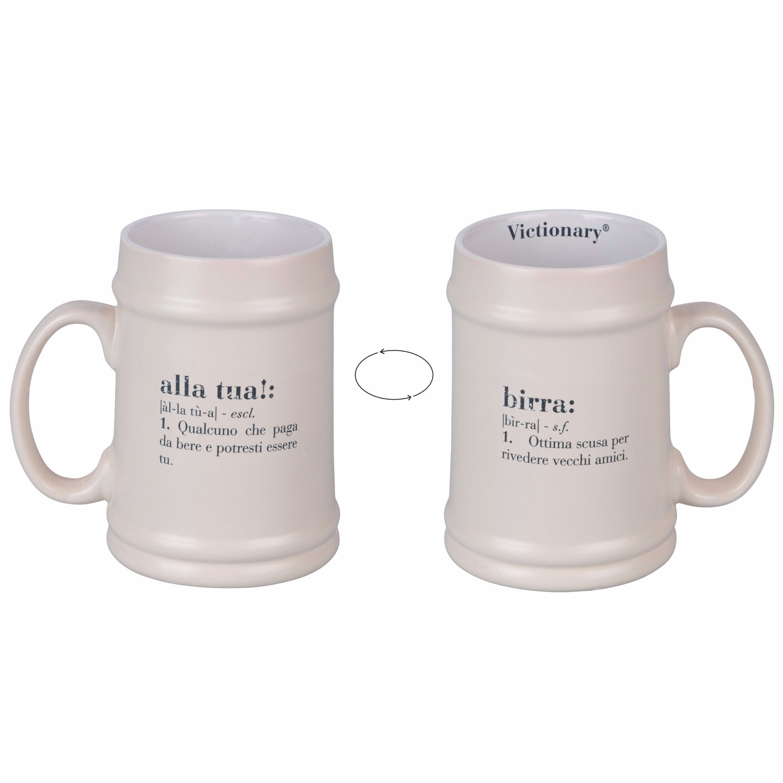 Hellgrauer Bierkrug 500 ml aus Steingut, Victionary