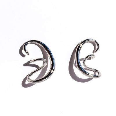Orecchini in argento con linea a spirale geometrica - Un paio