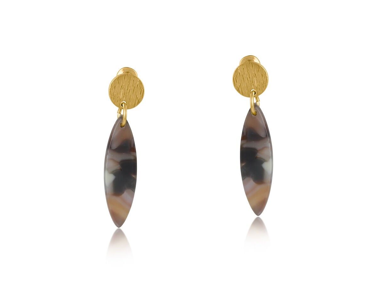 2987 BOUCLES D'OREILLES PENDANTES HORTENSE EN MÉTAL ET RÉSINE