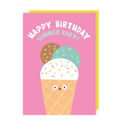 Summer Baby Ice Cream Birthday Card Pack of 6