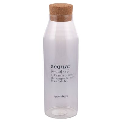 1.2L Borosilicate Glass Water Bottle, Cork Stopper, Victionary
