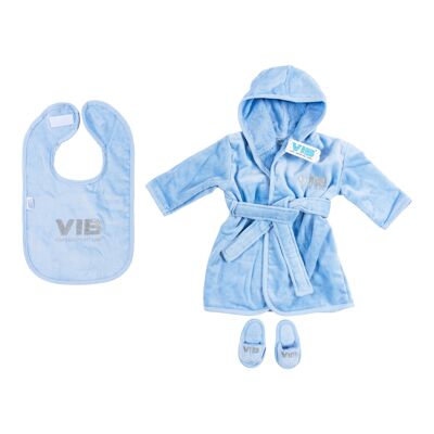 Giftset Blue: Bathrobe 62-68/Bib/Slippers