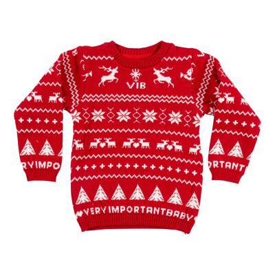 Knitted Christmas Sweater Red-White 3-6m