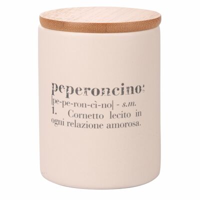 Barattolino peperoncino 280 ml in gres, coperchio in bambù, Victionary