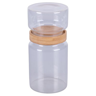 Tarro de vidrio de borosilicato 2 en 1 de 400/900 ml, tapa de bambú, vidrio