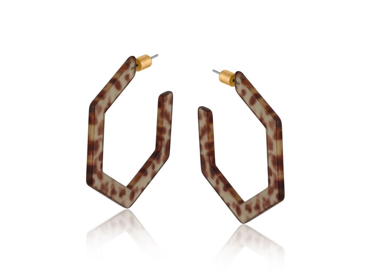 2884 BOUCLES D'OREILLES CRÉOLES MARSEILLE HEXAGONE GRANDES EN RÉSINE