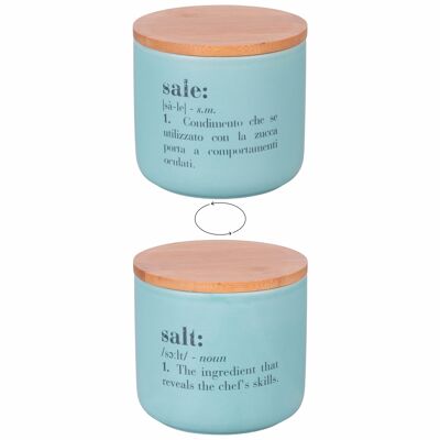 Barattolo sale 500 ml in ceramica, coperchio in bambù, Victionary