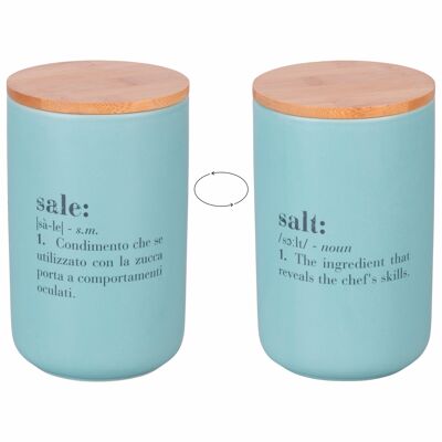 Barattolo sale 1000 ml in ceramica, coperchio in bambù, Victionary