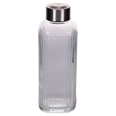 Botella de agua de vidrio de 750 ml, tapa de plástico PP y acero inoxidable, Luna Crystal