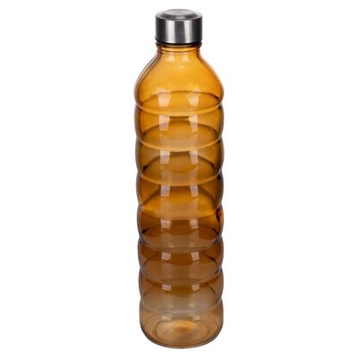 Botella de agua de vidrio de 1,25 l, plástico PP y tapón de acero inoxidable, Dulce de Leche