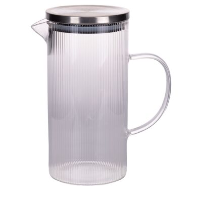 Carafe en verre borosilicaté de 1,4 l, couvercle en acier inoxydable, verre