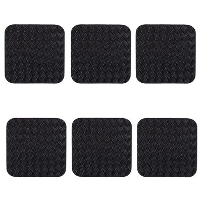 Lot de 6 sous-verres en PVC tissé double face 10x10 cm, Horeca Noir