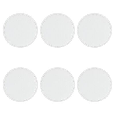 Lot de 6 sous-verres ronds double face en PVC Ø10 cm, Horeca Blanc