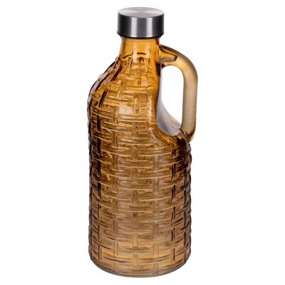 1L glass water bottle with handle, PP plastic cap and stainless steel, Dulce de Leche