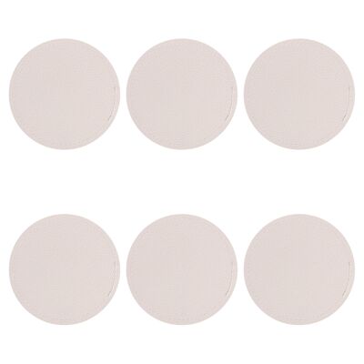 Juego de 6 posavasos redondos de PVC de doble cara Ø10 cm, Horeca Marfil