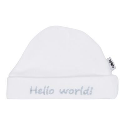 Hat Round Hello world! White