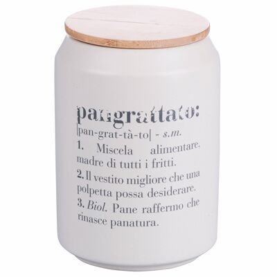 Breadcrumb jar 1600 ml in stoneware, bamboo lid, Victionary