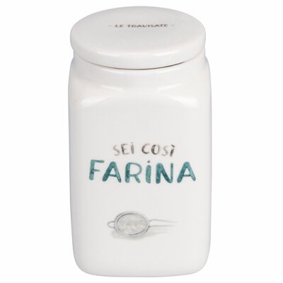 Flour jar 1L in new bone China porcelain, Le Travisate