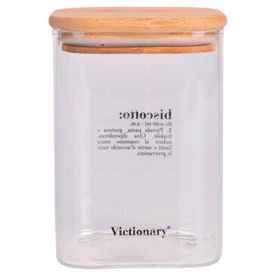 Barattolo biscotti 1L in vetro, coperchio in bambù, Victionary