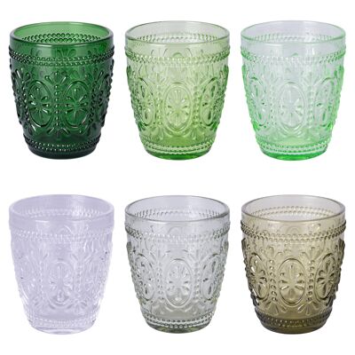 Juego de 6 vasos de agua de vidrio de 300 ml, Imperial Greenery