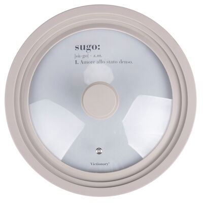 Couvercle 3 en 1 pour poêles 24/26/28 cm, verre et silicone gris clair, Victionary