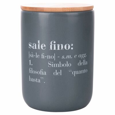 Tarro de sal fina 700 ml cerámica, tapa de bambú, Victionary